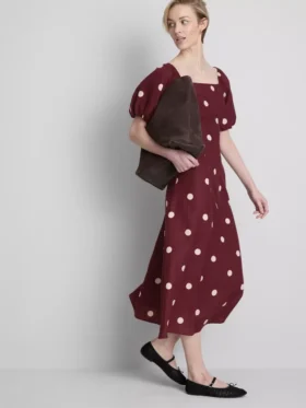 El vestido midi de lino con mangas abullonadas de The Edit
