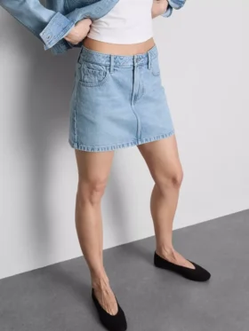 Falda de denim de algodón mini