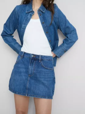 Falda de denim de algodón mini