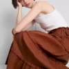 Falda larga escalonada de gasa