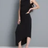 Falda midi asimétrica de jersey