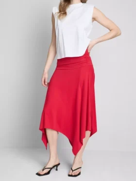 Falda midi con bajo en forma de pañuelo