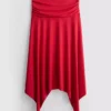 Falda midi con bajo en forma de pañuelo