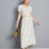 Falda midi de algodón con bordados