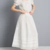 Falda midi de algodón con bordados