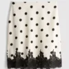 Falda midi de encaje con lunares, mezcla de algodón