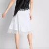 Falda midi de encaje en capas con alto contenido en algodón