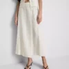 Falda midi de mezcla de algodón con lazo lateral