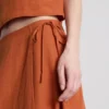 Falda midi de mezcla de algodón con lazo lateral
