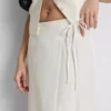 Falda midi de mezcla de algodón con lazo lateral