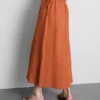 Falda midi de mezcla de algodón con lazo lateral