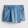 Falda-pantalón asimétrica cruzada de denim de algodón