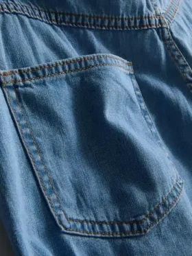 Falda-pantalón asimétrica cruzada de denim de algodón