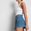 Falda-pantalón asimétrica cruzada de denim de algodón