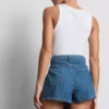 Falda-pantalón asimétrica cruzada de denim de algodón