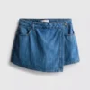 Falda-pantalón asimétrica cruzada de denim de algodón