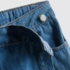 Falda-pantalón asimétrica cruzada de denim de algodón