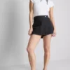 Falda-pantalón de denim de algodón de cintura alta