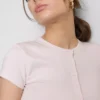 Jersey de canalé con botones, rico en algodón