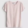 Jersey de canalé con botones, rico en algodón
