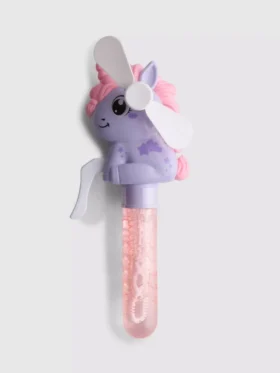 Juguete con ventilador de pompas con forma de unicornio