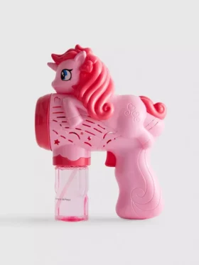 Juguete lanzador de pompas con forma de unicornio