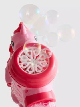 Juguete lanzador de pompas con forma de unicornio