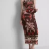 La falda midi estampada de mezcla de lino de The Edit