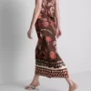 La falda midi estampada de mezcla de lino de The Edit