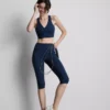 Leggings capri deportivos de cintura alta, lisos y con sujeción