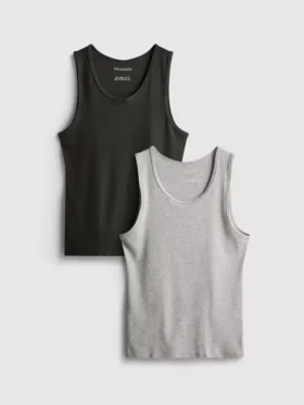 Lote de 2 camisetas sin mangas acanaladas