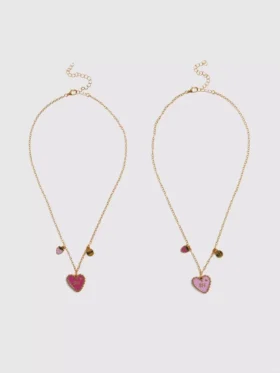 Lote de 2 collares con corazones «BFF»