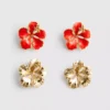Lote de 2 pares de pendientes de botón con motivos florales