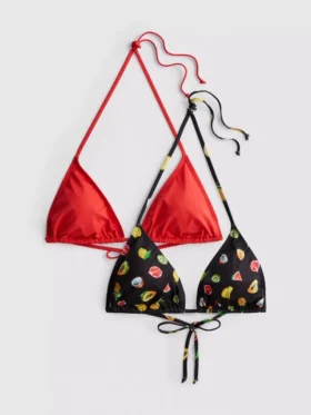 Lote de 2 tops de bikini con estampado triangular