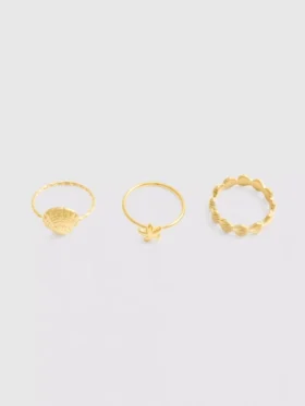 Lote de 3 anillos con conchas resistentes al agua