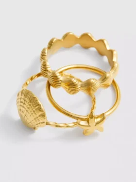 Lote de 3 anillos con conchas resistentes al agua
