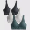Lote de 3 bralettes sin costuras con cuello en V