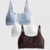Lote de 3 bralettes sin costuras con ribete de encaje