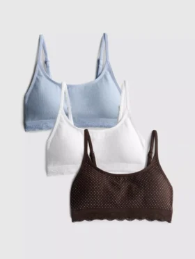 Lote de 3 bralettes sin costuras con ribete de encaje