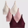 Lote de 3 bralettes sin costuras con ribetes de encaje