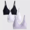 Lote de 3 bralettes sin costuras con ribetes de encaje