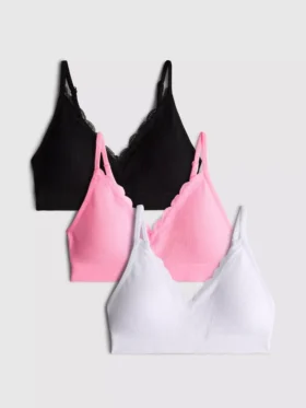 Lote de 3 bralettes sin costuras con ribetes de encaje