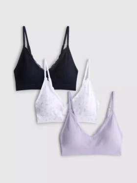 Lote de 3 bralettes sin costuras con ribetes de encaje
