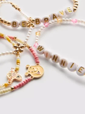 Lote de 5 pulseras con abalorios y dijes de Winnie the Pooh de Disney
