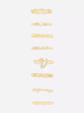 Lote de 8 anillos con iniciales de strass