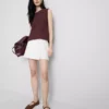Minifalda-pantalón con lazos laterales de mezcla de lino