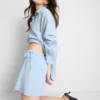 Minifalda-pantalón con lazos laterales de mezcla de lino
