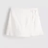 Minifalda-pantalón con lazos laterales de mezcla de lino