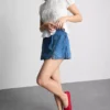 Minifalda-pantalón corta de denim de algodón
