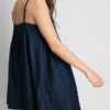 Minivestido babydoll de denim de algodón